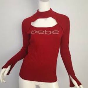 Bebe Small red sweater with rhinestones
